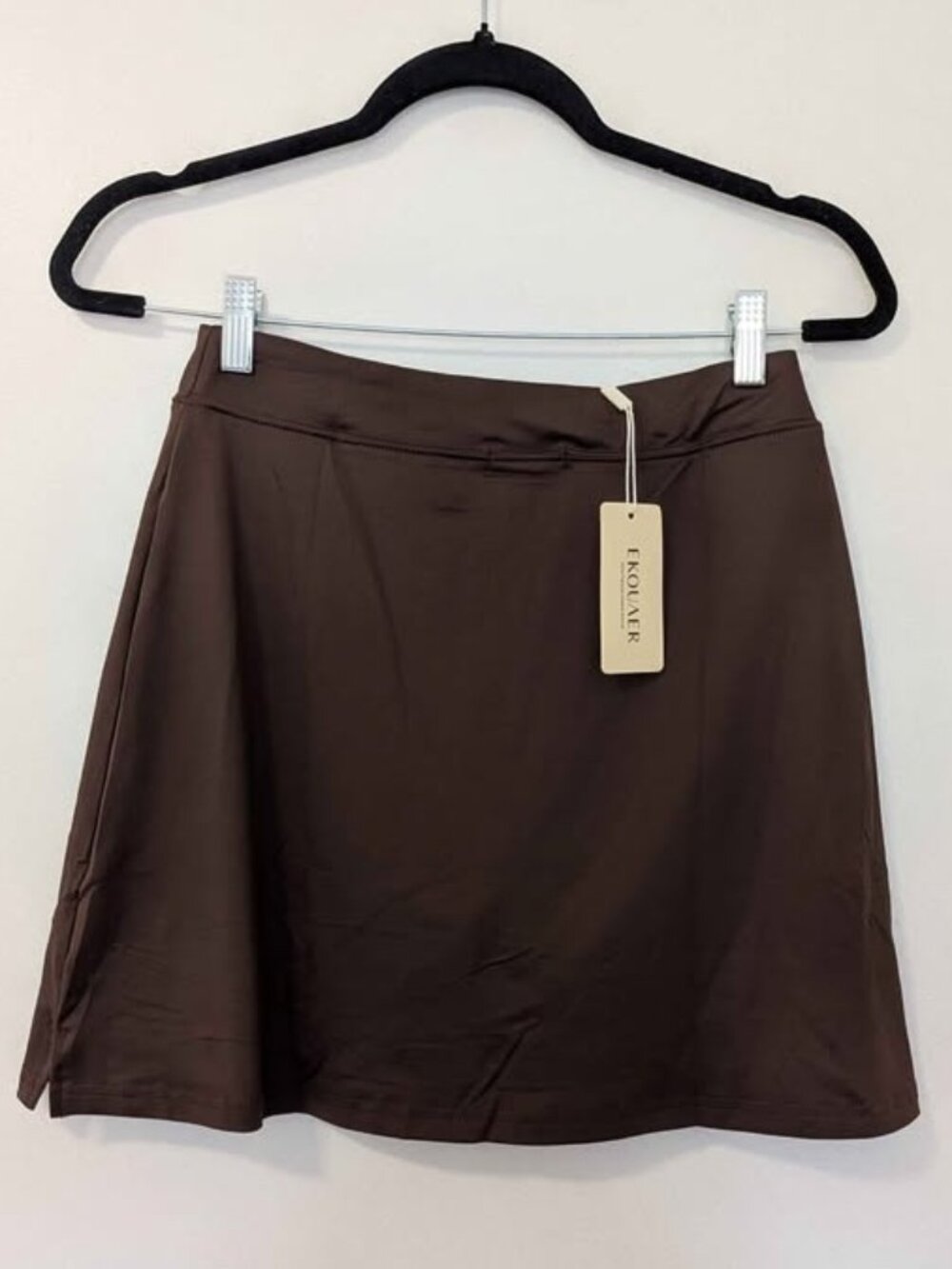Ekouaer Brown Athletic Athleisure Skirt, NWT Small